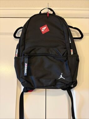 Jordan Black Backpack with Red Accents and White Jumpman